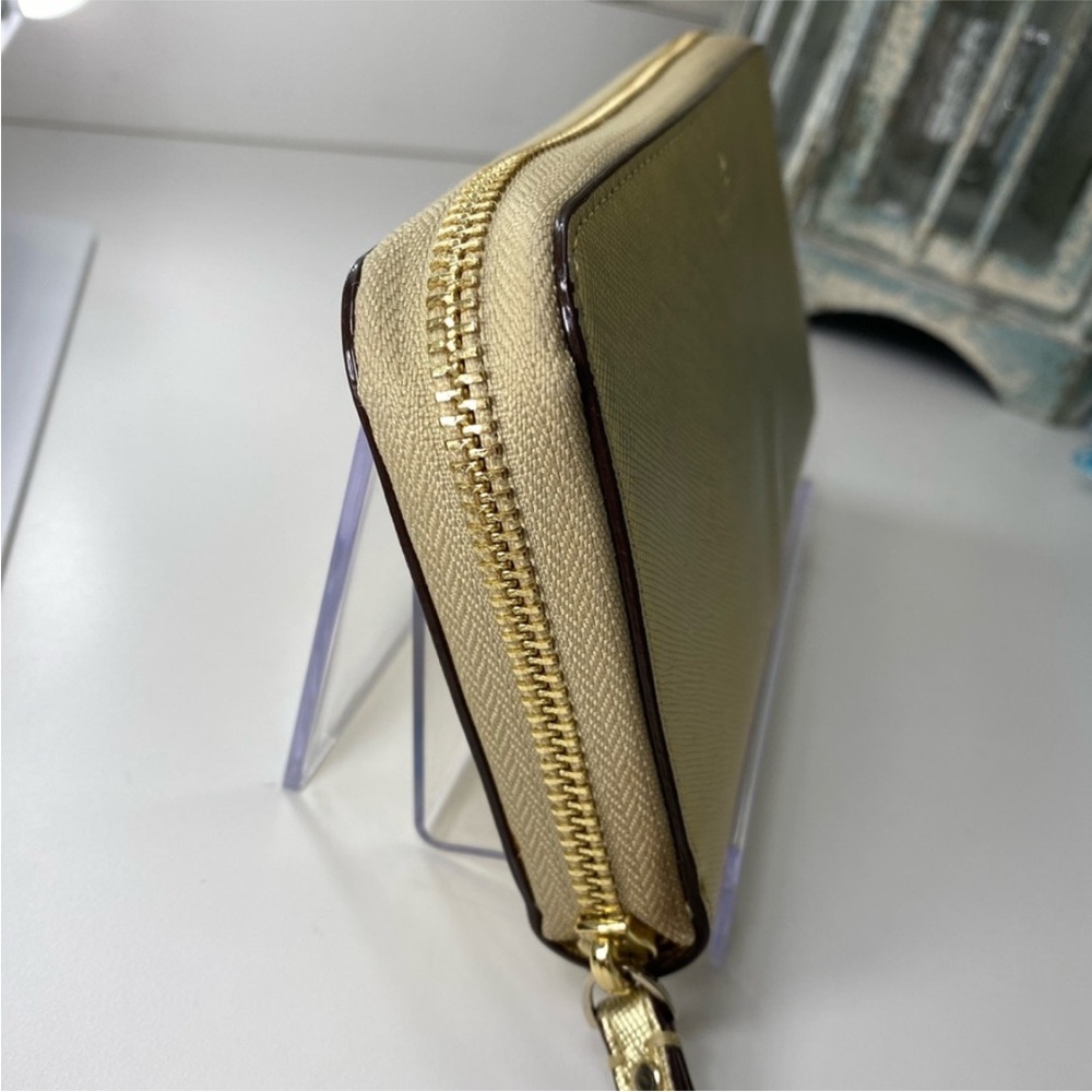 Kate Spade Storybook lining Gold Metallic Wristlet Wallet EUC - Picture 5 of 16